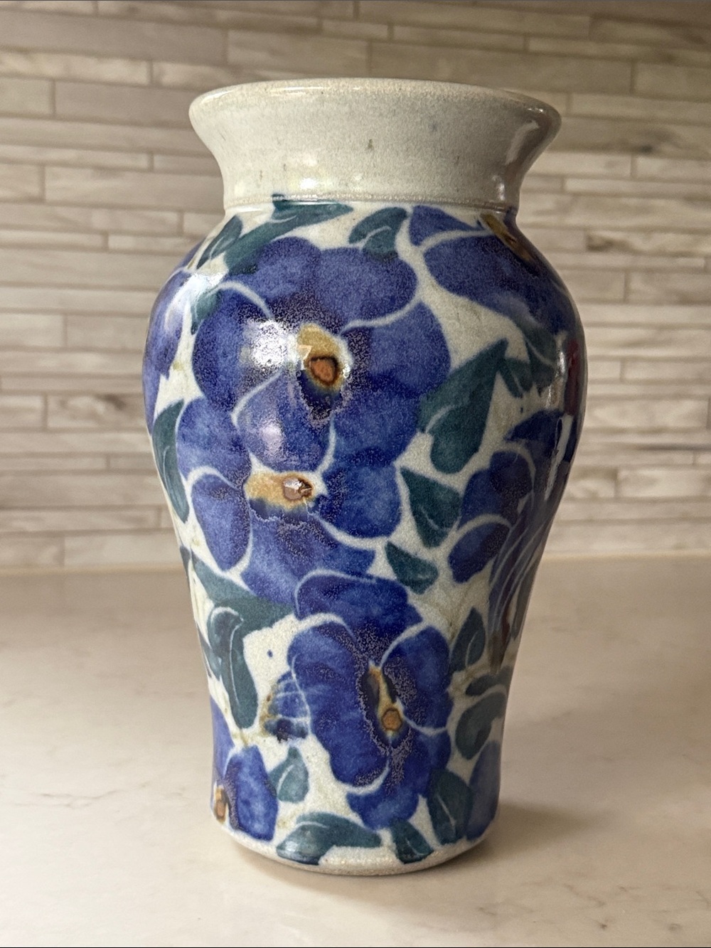 Studio Pottery Signed Stoneware Floral Vase